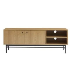 Meuble Tv JAMES Effet Chêne Pieds Métal Noir 150cm 14 Meuble Tv JAMES Effet Chêne Pieds Métal Noir 150cm -Maison Jardin Élégance meuble tv james effet chene pieds metal noir 5