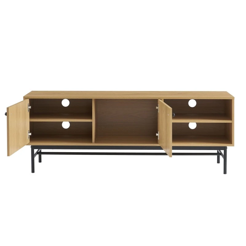 Meuble Tv JAMES Effet Chêne Pieds Métal Noir 150cm 8 Meuble Tv JAMES Effet Chêne Pieds Métal Noir 150cm – Image 8