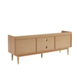 Meuble Tv LEON Chêne Et Cannage Rotin 160cm -Maison Jardin Élégance meuble tv leon bois et cannage naturel 1 porte et 2 tiroirs l160cm 7