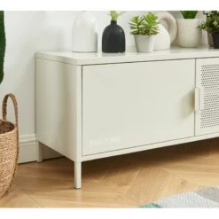 Meuble Tv PANTONE Métal Beige Sable 120cm -Maison Jardin Élégance meuble tv pantone metal beige sable l120cm 1