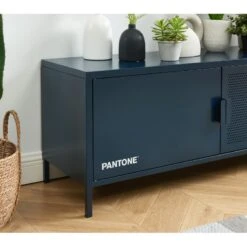 Meuble Tv PANTONE Métal Bleu Nuit 120 Cm -Maison Jardin Élégance meuble tv pantone metal bleu nuit 120 cm 1