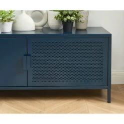 Meuble Tv PANTONE Métal Bleu Nuit 120 Cm -Maison Jardin Élégance meuble tv pantone metal bleu nuit 120 cm 2