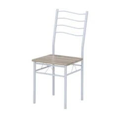 Ensemble Repas NINA Blanc Et Effet Chêne 4 Personnes 120cm -Maison Jardin Élégance ninablch table et 4 chaises 3