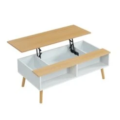 Table Basse OLEA Laqué Blanc Mat Plateau Relevable -Maison Jardin Élégance oleabl table basse scandinave 2