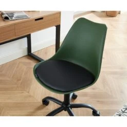 Chaise De Bureau PANTONE Vert Olive 5 Roulettes -Maison Jardin Élégance pantone chaise de bureau vert kaki 5 pieds a roue 2