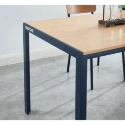 Table De Séjour PANTONE Métal Bleu Nuit Et Effet Bois 160cm -Maison Jardin Élégance pantone table de sejour bleu plateau en mdf 2