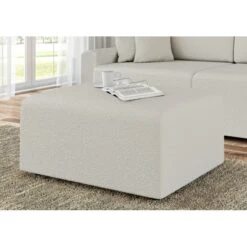 Pouf MILO Tissu Bouclette Blanc 1 Place -Maison Jardin Élégance pouf milo tissu bouclette blanc 1 place 3