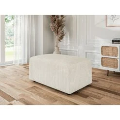 Pouf MILO Velours Côtelé Beige 1 Place