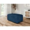 Pouf MILO Velours Côtelé Bleu Cobalt 1 Place