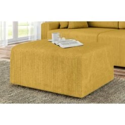 Pouf MILO Velours Côtelé Jaune 1 Place 10 Pouf MILO Velours Côtelé Jaune 1 Place -Maison Jardin Élégance pouf milo velours cotele jaune 1 place 4