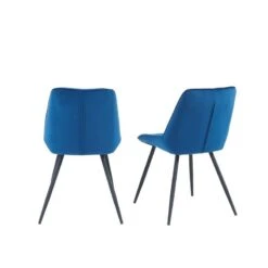Lot De 2 Chaises ROMY Velours Bleu Pieds En Métal Noir -Maison Jardin Élégance romy02bu lot de 2 chaises 3