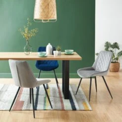 Maison Jardin Élégance 26 Lot De 2 Chaises ROMY Velours Gris Clair Pieds En Métal Noir