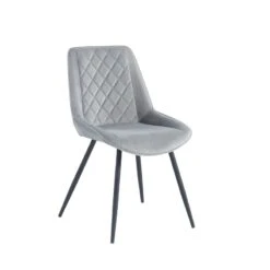 Lot De 2 Chaises ROMY Velours Gris Clair Pieds En Métal Noir -Maison Jardin Élégance romy02gr lot de 2 chaises 5