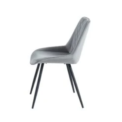 Lot De 2 Chaises ROMY Velours Gris Clair Pieds En Métal Noir -Maison Jardin Élégance romy02gr lot de 2 chaises 7