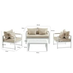 Salon De Jardin ALDO Aluminium 4 Places Coloris Blanc -Maison Jardin Élégance salon de jardin aldo aluminium 5 places coloris blanc 2