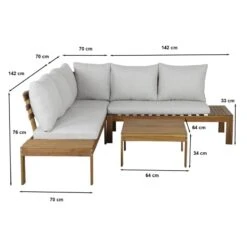 Salon De Jardin AUGUSTA En Bois D’acacia 5 Places Coussins Gris Clair -Maison Jardin Élégance salon de jardin augustanat en bois dacacia 5 places coussins beige 2