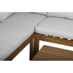 Salon De Jardin AUGUSTA En Bois D’acacia 5 Places Coussins Gris Clair -Maison Jardin Élégance salon de jardin augustanat en bois dacacia 5 places coussins beige 3