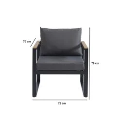 Salon De Jardin ELONA 5 Places En Aluminium Coloris Gris Foncé Avec Housse -Maison Jardin Élégance salon de jardin elona aluminium 5 places coloris gris fonce 3