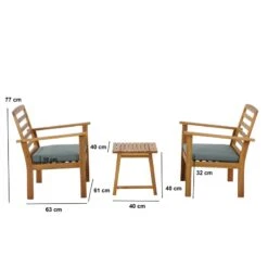 Salon De Jardin LOMA En Bois D'acacia Coloris Vert 2 Places -Maison Jardin Élégance salon de jardin loma en bois d acacia coloris vert 2 places 2