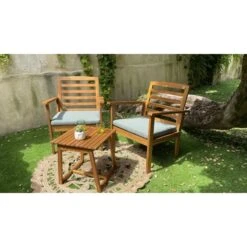 Maison Jardin Élégance 17 Salon De Jardin LOMA En Bois D'acacia Coloris Vert 2 Places