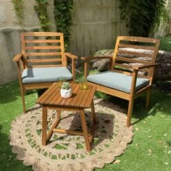 Salon De Jardin LOMA En Bois D'acacia Coloris Vert 2 Places -Maison Jardin Élégance salon de jardin loma en bois d acacia coloris vert 2 places 7