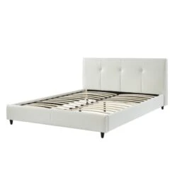 Lit SEGURA Simili Blanc 140x190 Sommier Inclus -Maison Jardin Élégance segura140bl lit blanc 3