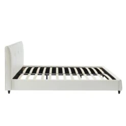 Lit SEGURA Simili Blanc 140x190 Sommier Inclus -Maison Jardin Élégance segura140bl lit blanc 4