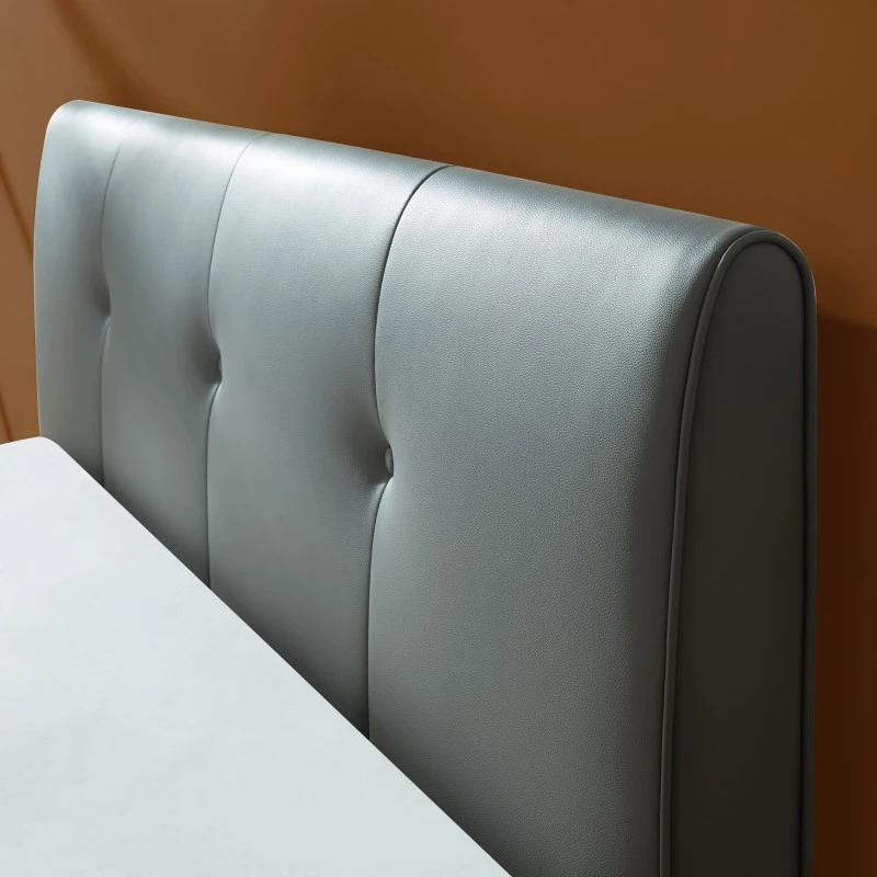 Lit SEGURA Simili Gris 160x200 Sommier Inclus 2 Lit SEGURA Simili Gris 160x200 Sommier Inclus – Image 2