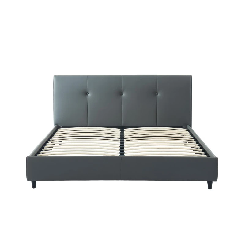 Lit SEGURA Simili Gris 160x200 Sommier Inclus 3 Lit SEGURA Simili Gris 160x200 Sommier Inclus – Image 3