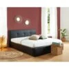 Lit Coffre SEGURO Simili Noir 140x190 Sommier Inclus