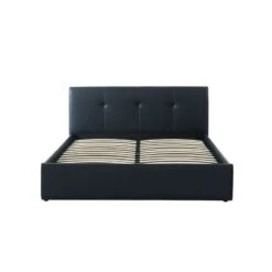 Lit Coffre SEGURO Simili Noir 140x190 Sommier Inclus -Maison Jardin Élégance seguro140no lit coffre noir 4