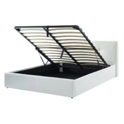 Lit Coffre SEGURO Simili Blanc Coffre 160x200 Sommier Inclus -Maison Jardin Élégance seguro160bl lit coffre blanc 5