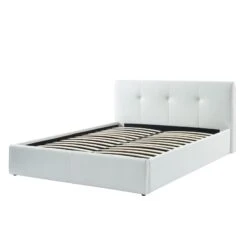 Lit Coffre SEGURO Simili Blanc Coffre 160x200 Sommier Inclus -Maison Jardin Élégance seguro160bl lit coffre blanc 6