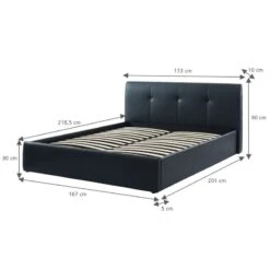 Lit Coffre SEGURO Simili Noir 160x200 Sommier Inclus -Maison Jardin Élégance seguro160no lit coffre noir 1