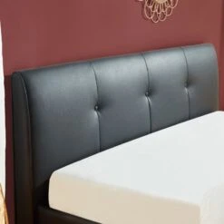 Lit Coffre SEGURO Simili Noir 160x200 Sommier Inclus -Maison Jardin Élégance seguro160no lit coffre noir 3