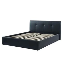 Lit Coffre SEGURO Simili Noir 160x200 Sommier Inclus -Maison Jardin Élégance seguro160no lit coffre noir 6