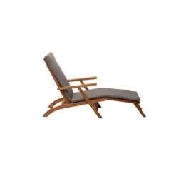 Chaise Longue SOCOA En Bois D'acacia Coussin De Matelas Gris -Maison Jardin Élégance socoa chaise longue jardin coussins gris 2