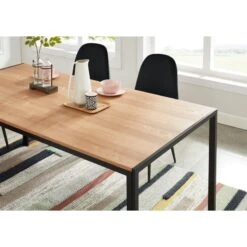 Table De Séjour SOHO Placage Bois Et Métal Noir 180cm -Maison Jardin Élégance soho table 180cm bois et metal 2