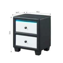 Table De Chevet SOLAR LED Noir Et Blanc L46cm -Maison Jardin Élégance solar chevet noir blanc led solar chevet noir blanc 3