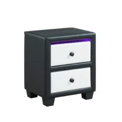 Table De Chevet SOLAR LED Noir Et Blanc L46cm -Maison Jardin Élégance solar chevet noir blanc led solar chevet noir blanc 4