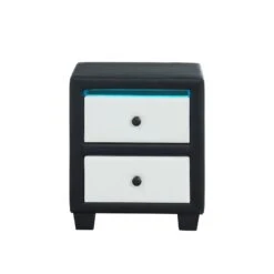 Table De Chevet SOLAR LED Noir Et Blanc L46cm -Maison Jardin Élégance solar chevet noir blanc led solar chevet noir blanc 5