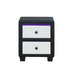 Table De Chevet SOLAR LED Noir Et Blanc L46cm -Maison Jardin Élégance solar chevet noir blanc led solar chevet noir blanc 6