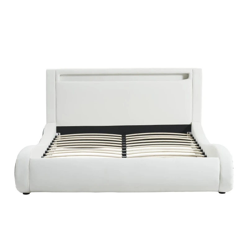 Lit SOLAR LED Blanc Et Noir 160x200cm 3 Lit SOLAR LED Blanc Et Noir 160x200cm – Image 3