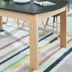 Table à Manger DAVIA Noir Et Effet Chêne 180cm -Maison Jardin Élégance table a manger davia noir et effet chene 180cm 2