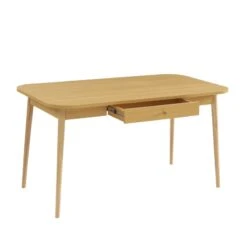 Table à Manger MACARON Effet Chêne Avec Tiroir -Maison Jardin Élégance table a manger macaron effet chene avec tiroir 5