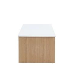 Table Basse AMOS Blanc Et Effet Chêne Plateau Revelable -Maison Jardin Élégance table basse amos decor bois et blanc plateau relevable l110cm 7