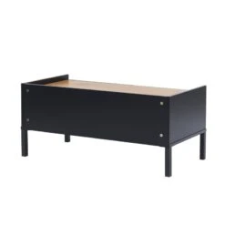 Table Basse ARCHI Noir Et Effet Bois 90cm -Maison Jardin Élégance table basse archi noir et bois 2 tiroirs l90cm 6