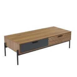Table Basse GEOMA Effet Chêne Foncé Et Gris L115cm -Maison Jardin Élégance table basse geoma effet chene fonce et gris l115cm 4