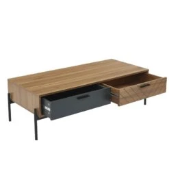 Table Basse GEOMA Effet Chêne Foncé Et Gris L115cm -Maison Jardin Élégance table basse geoma effet chene fonce et gris l115cm 5