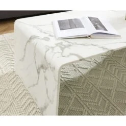 Table Basse GINZA Verre Courbé Effet Marbre 120cm -Maison Jardin Élégance table basse ginza verre courbe effet marbre 120cm 1